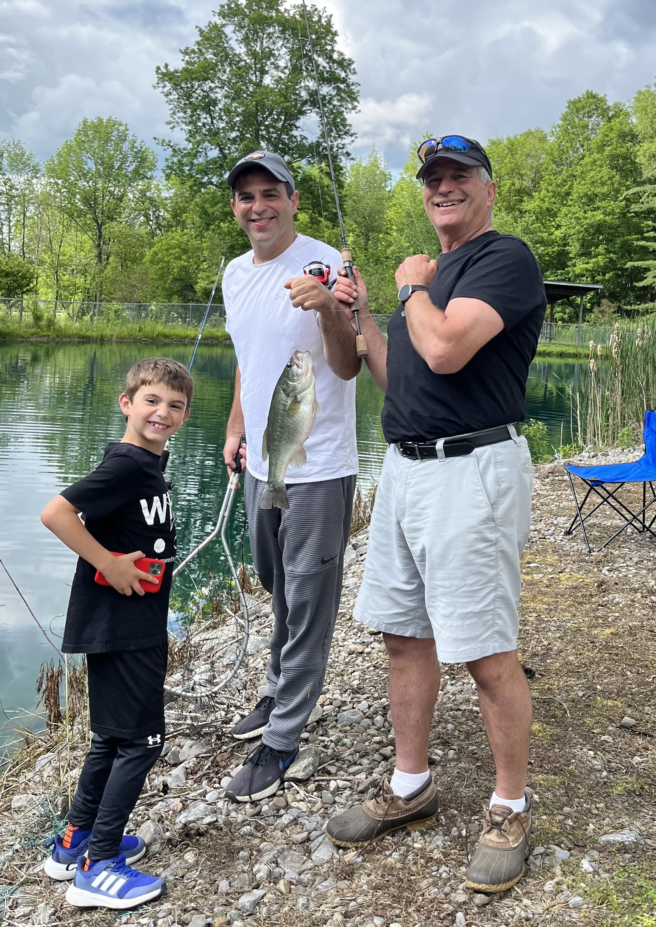 Jake Gabe and Lowell with a fish